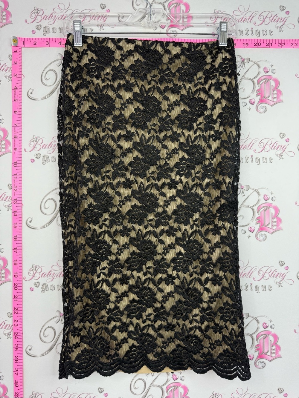 Black collection skirt Lace Midi Pencil Skirt with Nude Underlay - Brand: